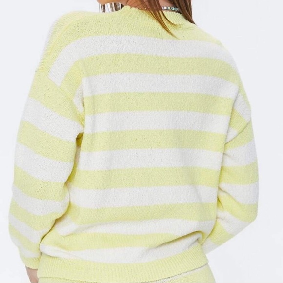 Forever 21 Yellow and White Striped Drop-Sleeve Sweater - Picture 2 of 13